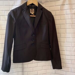 Anne Klein Fitted‎ Gray/Red Striped Blazer Size 0P